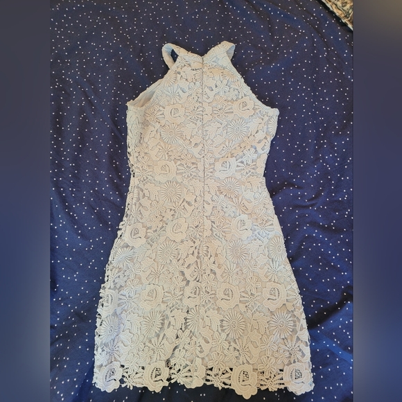 Lace Love Poem Lulus Mini Dress Baby Blue - Picture 3 of 13